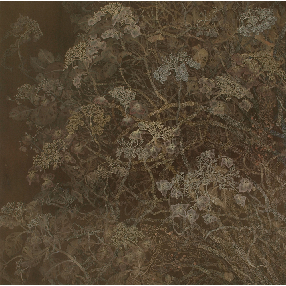 額紫陽花(全景) /（103×103）2007年 日本画　2007年 春の院展